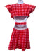 Maia Bergman Size M Pink & Red Cotton Plaid Back Cut Out Ruffle sleeve Dress Pink & Red / M