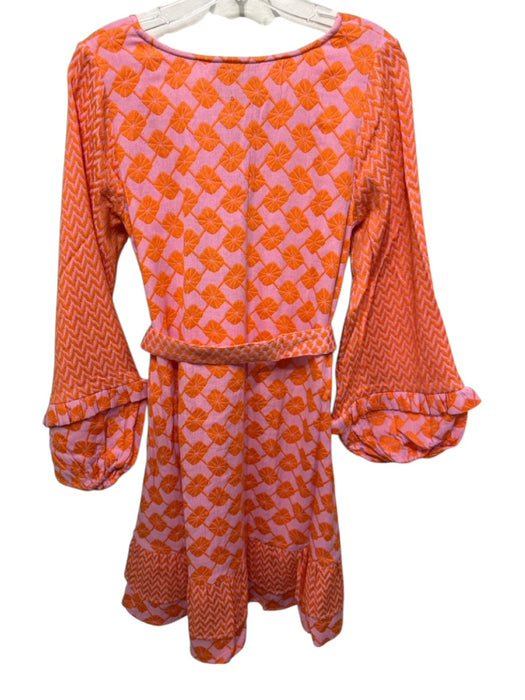 Cecilie Copenhagen Size XS Orange & Pink Cotton Geo Print Tie Waist Dress Orange & Pink / XS