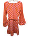 Cecilie Copenhagen Size XS Orange & Pink Cotton Geo Print Tie Waist Dress Orange & Pink / XS