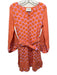 Cecilie Copenhagen Size XS Orange & Pink Cotton Geo Print Tie Waist Dress Orange & Pink / XS