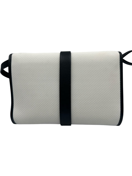 Yves Saint Laurent White & Navy Canvas Leather Logo Crossbody Box Inc. Bag White & Navy / XS