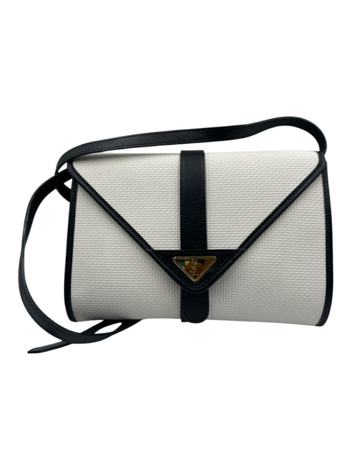 Yves Saint Laurent White & Navy Canvas Leather Logo Crossbody Box Inc. Bag White & Navy / XS