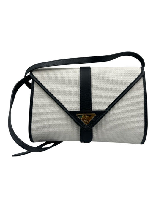 Yves Saint Laurent White & Navy Canvas Leather Logo Crossbody Box Inc. Bag White & Navy / XS