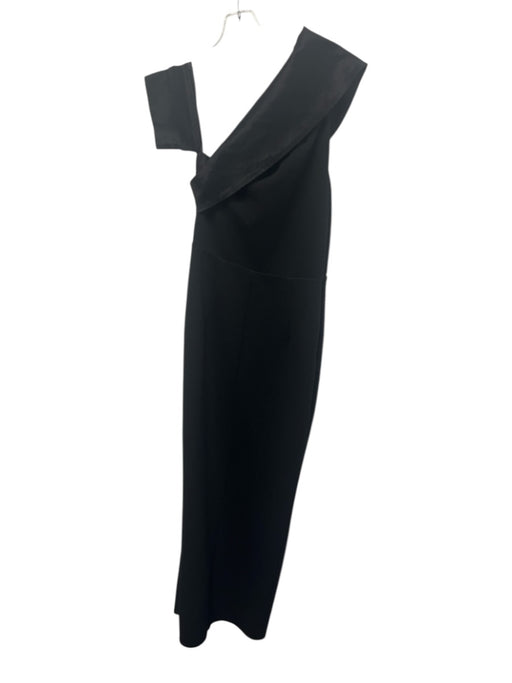 Elle Zeitoune Size S Black Polyester One Shoulder Side Slit column Gown Black / S