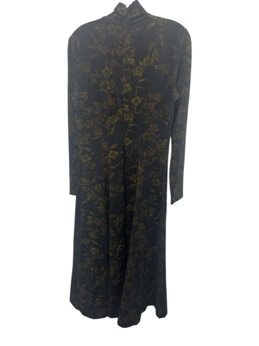 Tanya Taylor Size M Black, Green, Brown Rayon Blend Paneled Turtleneck Dress Black, Green, Brown / M
