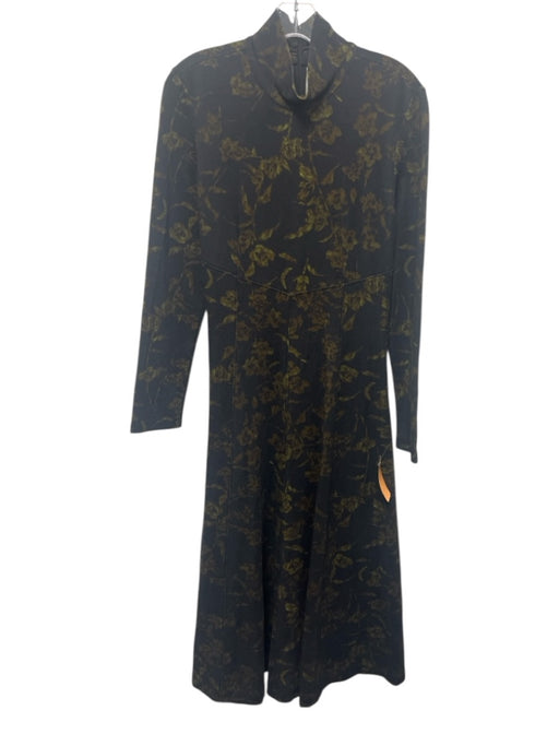 Tanya Taylor Size M Black, Green, Brown Rayon Blend Paneled Turtleneck Dress Black, Green, Brown / M