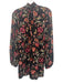 A.L.C. Size 2 Black, Green, Pink Silk Gathered Floral Mock Neck Above Knee Dress Black, Green, Pink / 2
