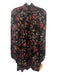 A.L.C. Size 2 Black, Green, Pink Silk Gathered Floral Mock Neck Above Knee Dress Black, Green, Pink / 2