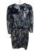 Tanya Taylor Size 4 Silver & Black Polyester Sequin Long Sleeve Surplice Dress Silver & Black / 4