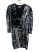 Tanya Taylor Size 4 Silver & Black Polyester Sequin Long Sleeve Surplice Dress Silver & Black / 4