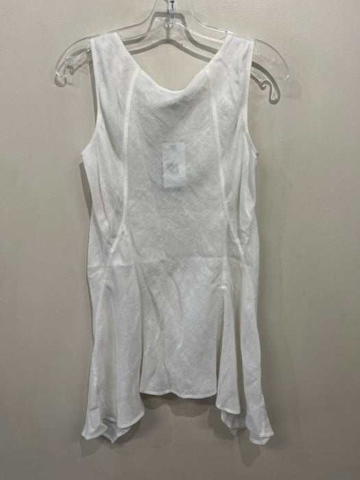 Lafayette 148 Size 6 White Linen Sleeveless Hankerchief Hem Long Tank Top