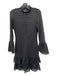 Parker Size 6 Black Polyester Blend Lace Mock Neck Long Sleeve Ruffle Hem Dress Black / 6