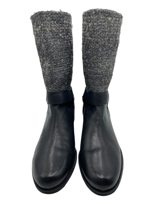 Stuart Weitzman Shoe Size 8.5 Black & Gray Leather Tweed Calf High Boots Black & Gray / 8.5