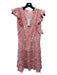 Poupette St. Barth Size S Pink & Red Viscose Tiered Flowers Button Detail Dress Pink & Red / S
