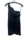 Staud Size S Black Rayon Blend One Shoulder Wavy Raw Hem Side Zip Dress Black / S