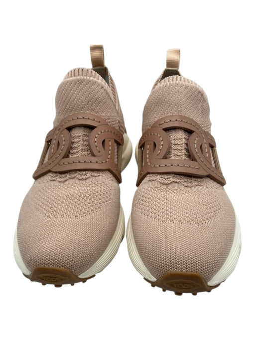 Tod's Shoe Size 38.5 Blush Beige Synthetic Knit Geometric Applique Sock Sneakers Blush Beige / 38.5