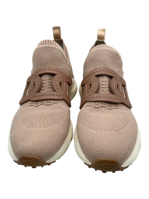 Tod's Shoe Size 38.5 Blush Beige Synthetic Knit Geometric Applique Sock Sneakers Blush Beige / 38.5