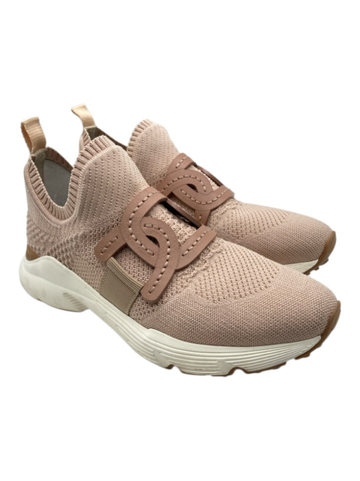 Tod's Shoe Size 38.5 Blush Beige Synthetic Knit Geometric Applique Sock Sneakers Blush Beige / 38.5