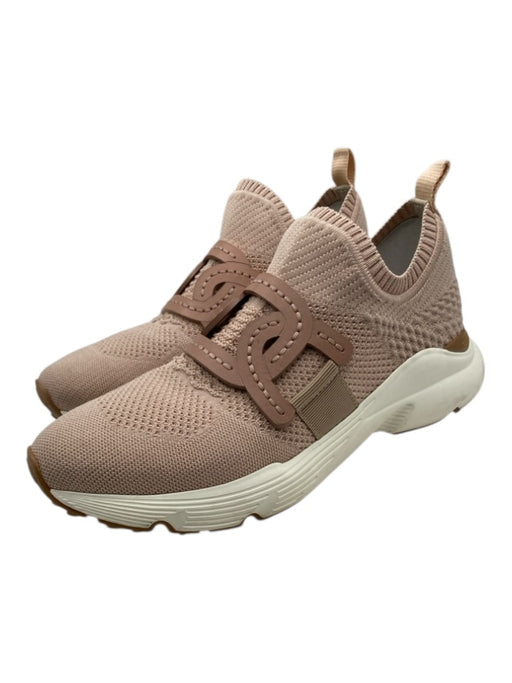 Tod's Shoe Size 38.5 Blush Beige Synthetic Knit Geometric Applique Sock Sneakers Blush Beige / 38.5