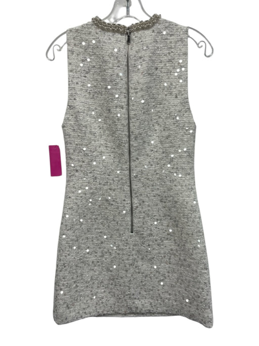 Alice + Olivia Size xs / 2 White Polyester Knit Sequin Pearl Collar Dress White / xs / 2