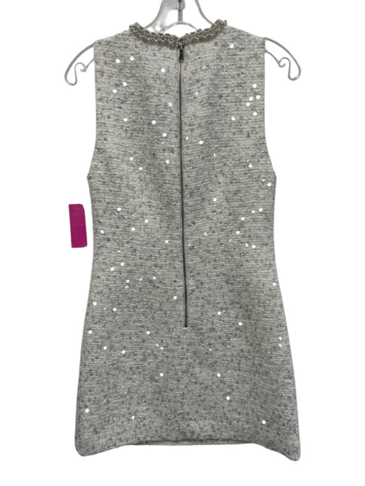 Alice + Olivia Size xs / 2 White Polyester Knit Sequin Pearl Collar Dress White / xs / 2