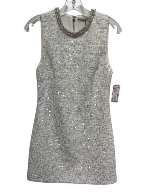 Alice + Olivia Size xs / 2 White Polyester Knit Sequin Pearl Collar Dress White / xs / 2
