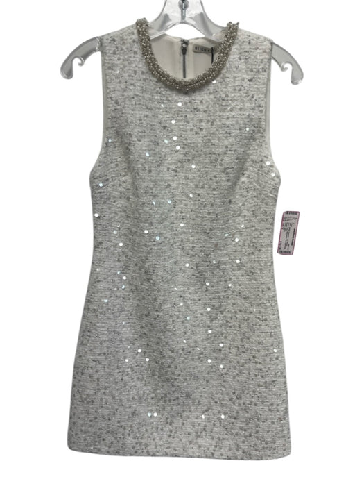 Alice + Olivia Size xs / 2 White Polyester Knit Sequin Pearl Collar Dress White / xs / 2