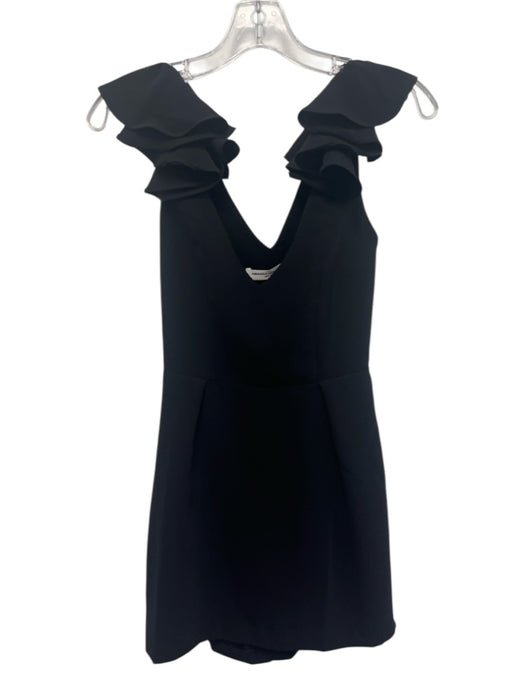 Amanda Uprichard Size S Black Polyester Ruffle Strap V Neck Back Cut Out Dress Black / S