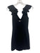 Amanda Uprichard Size S Black Polyester Ruffle Strap V Neck Back Cut Out Dress Black / S