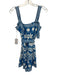 Saylor Size S Blue & White Viscose & Linen Wide Strap Block Print Belted Romper Blue & White / S