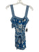 Saylor Size S Blue & White Viscose & Linen Wide Strap Block Print Belted Romper Blue & White / S