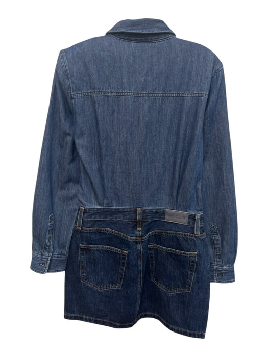 Pistola Size S Dark Blue Cotton Denim Long Sleeve Button Down Zip Pockets Dress Dark Blue / S