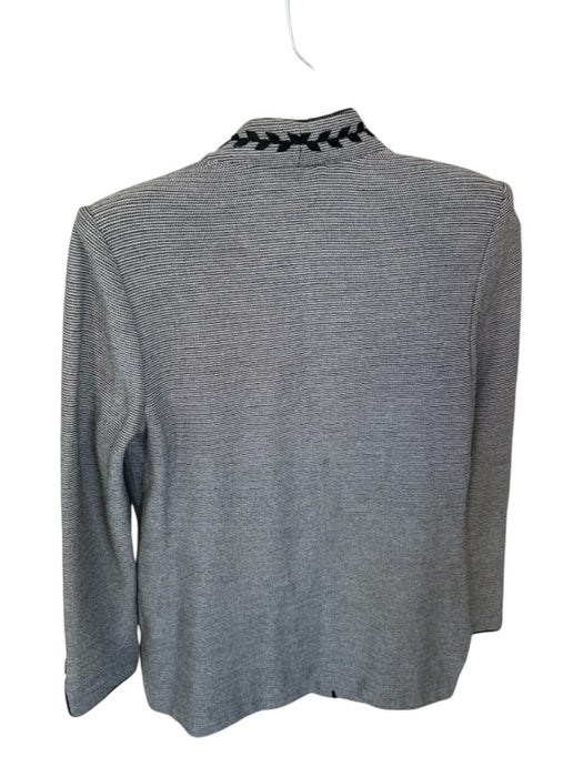 St. John Collection Size 4 Black & Gray Wool Blend Embroidered Neckline Jacket Black & Gray / 4