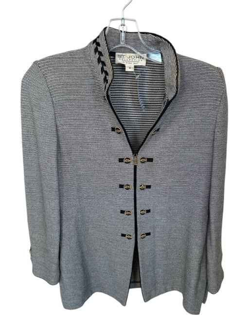 St. John Collection Size 4 Black & Gray Wool Blend Embroidered Neckline Jacket Black & Gray / 4
