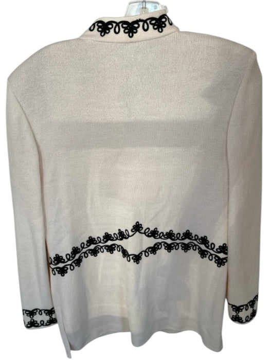 St. John Collection Size 8 Cream & Black Wool Blend Embroidered Design Jacket Cream & Black / 8