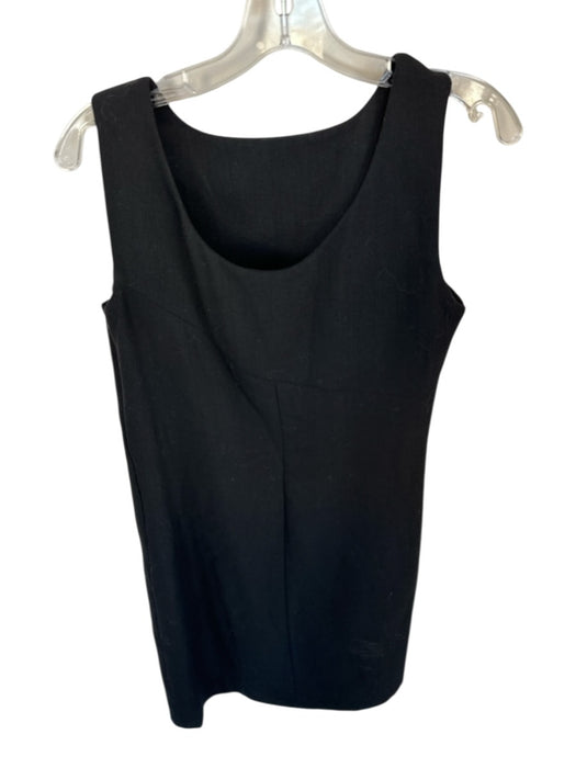 Giorgio Armani Size 10 Black Wool Sleeveless Side Zip Shift Dress Black / 10