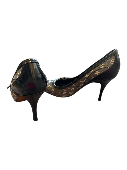 Louis Vuitton Shoe Size 37 Black & Gray Canvas & Leather Monogram Stiletto Pumps Black & Gray / 37