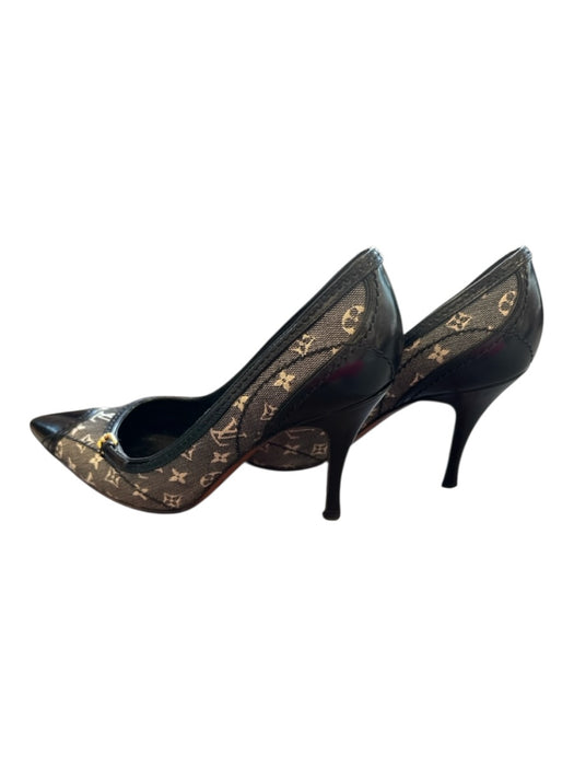 Louis Vuitton Shoe Size 37 Black & Gray Canvas & Leather Monogram Stiletto Pumps Black & Gray / 37