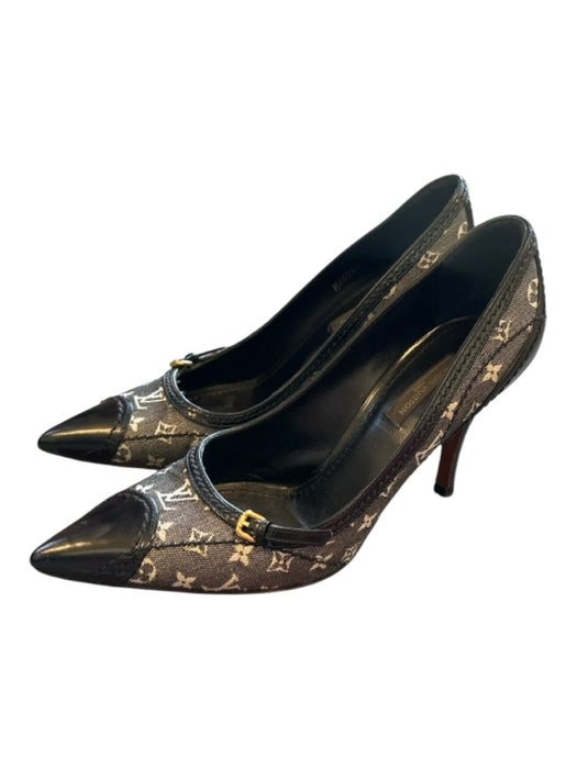 Louis Vuitton Shoe Size 37 Black & Gray Canvas & Leather Monogram Stiletto Pumps Black & Gray / 37