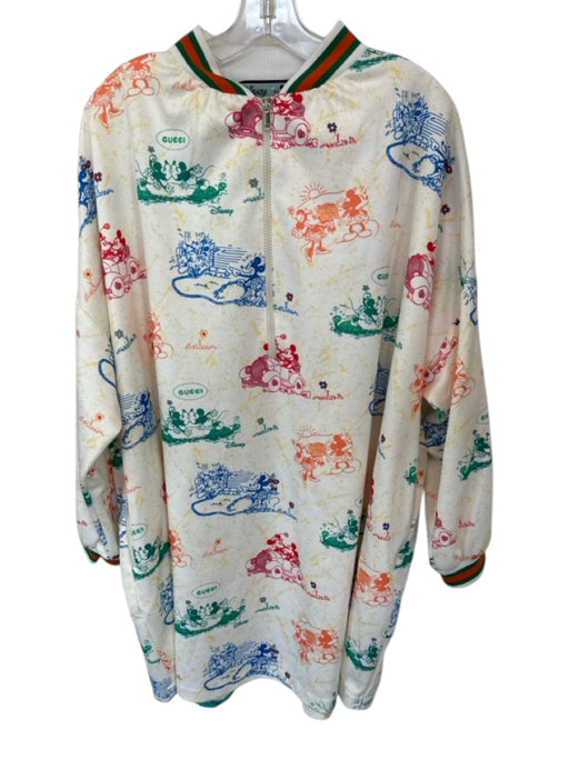 Disney x Gucci Size XS White & Multi Polyester Blend Long Sleeve Half Zip Dress White & Multi / XS