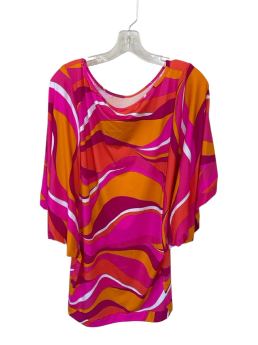 Trina Turk Size L Orange & Magenta Nylon Blend batwing Swirl Dress Orange & Magenta / L