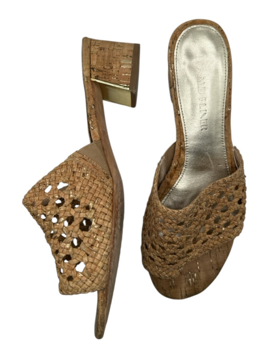 Donald J Pliner Shoe Size 8.5 Tan & Gold Cork Braided Block Heel Sandals Tan & Gold / 8.5