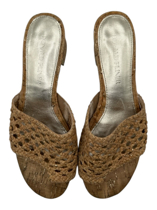 Donald J Pliner Shoe Size 8.5 Tan & Gold Cork Braided Block Heel Sandals Tan & Gold / 8.5