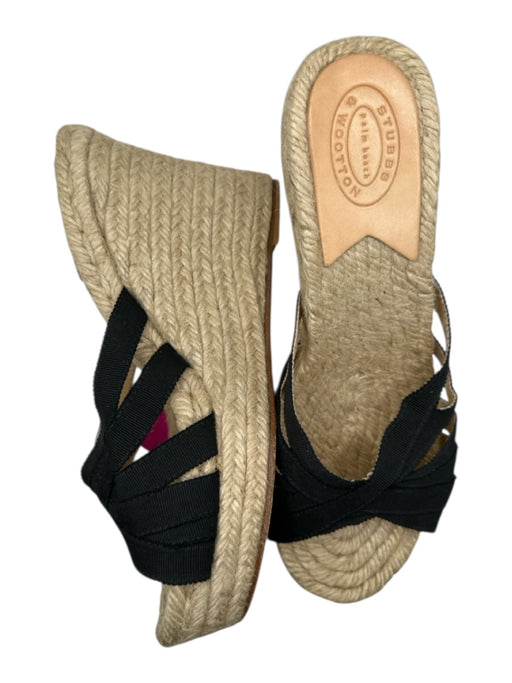 Stubbs & Wooten Shoe Size 39 Tan & black Canvas Espadrille Platform Wedge Wedges Tan & black / 39