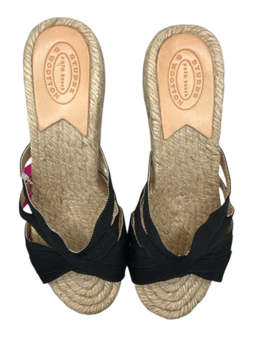 Stubbs & Wooten Shoe Size 39 Tan & black Canvas Espadrille Platform Wedge Wedges Tan & black / 39