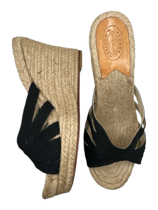 Stubbs & Wooten Shoe Size 39 Tan & black Canvas Espadrille Platform Wedge Wedges Tan & black / 39