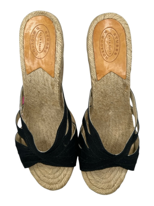 Stubbs & Wooten Shoe Size 39 Tan & black Canvas Espadrille Platform Wedge Wedges Tan & black / 39