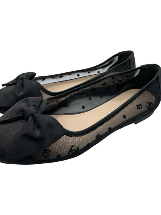 Chanel Shoe Size 39.5 Black Mesh Logo Bow Ballet Flat Flats Black / 39.5