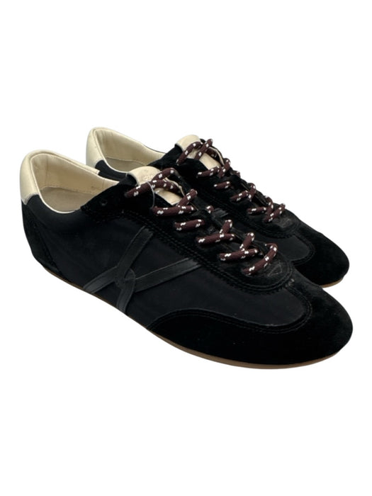Veronica Beard Shoe Size 9M Black, Brown, Cream Suede & Synthetic Satin Sneakers Black, Brown, Cream / 9M