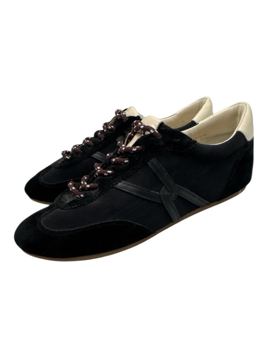 Veronica Beard Shoe Size 9M Black, Brown, Cream Suede & Synthetic Satin Sneakers Black, Brown, Cream / 9M